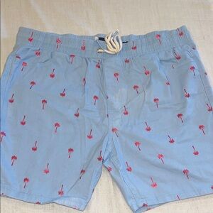 1712108 Drill Clothing Blue Palm Tree Print Swim Shorts SZ XL